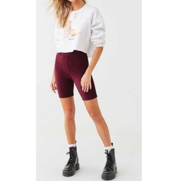 Forever 21 Pants - NWT Forever 21 Red Velvet Biker Shorts